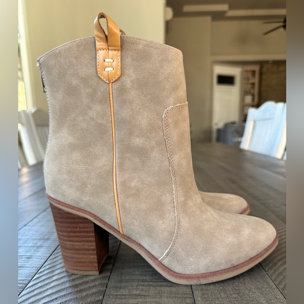MIA Susanna Western Block Heel Ankle Sand/Nude Boots Women's Size 8 - Picture 3 of 16